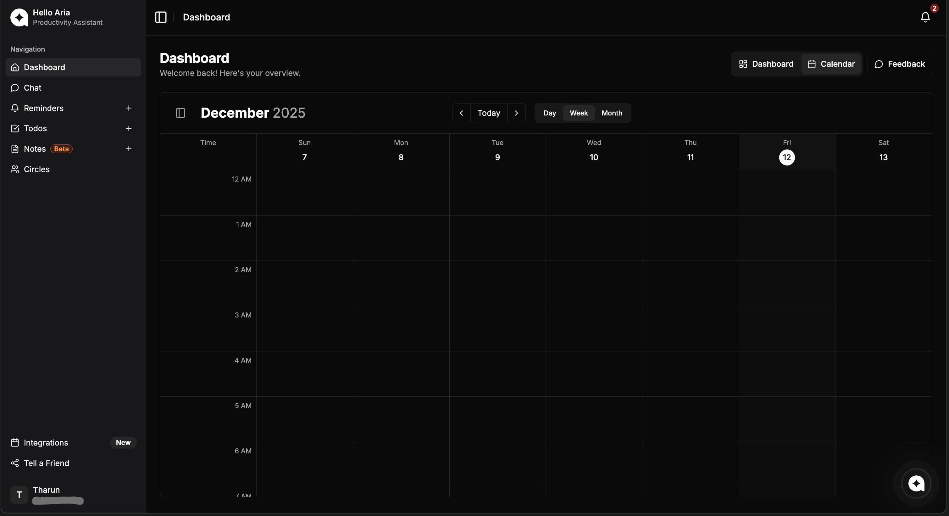 Hello Aria Dashboard