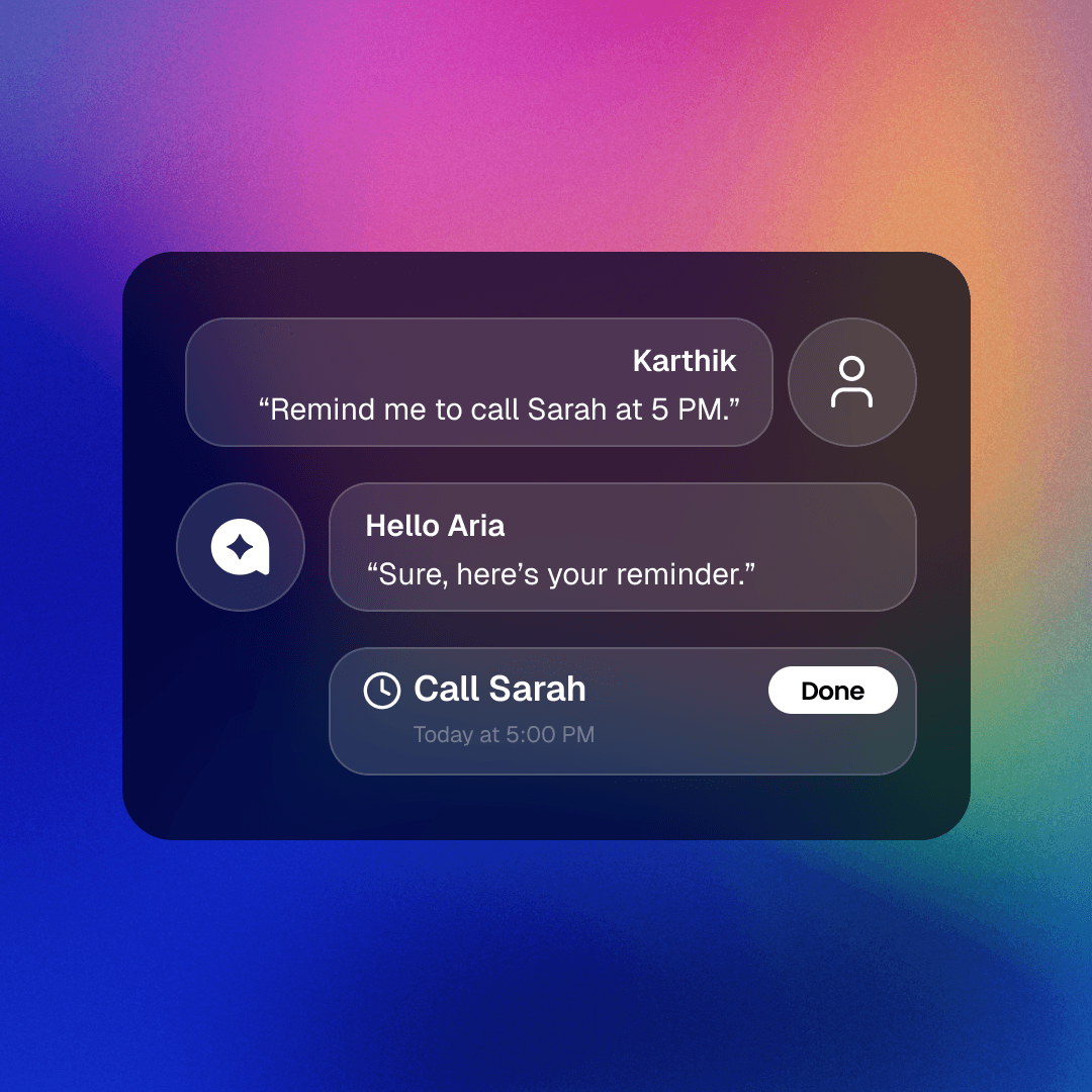 Set a reminder by texting Aria