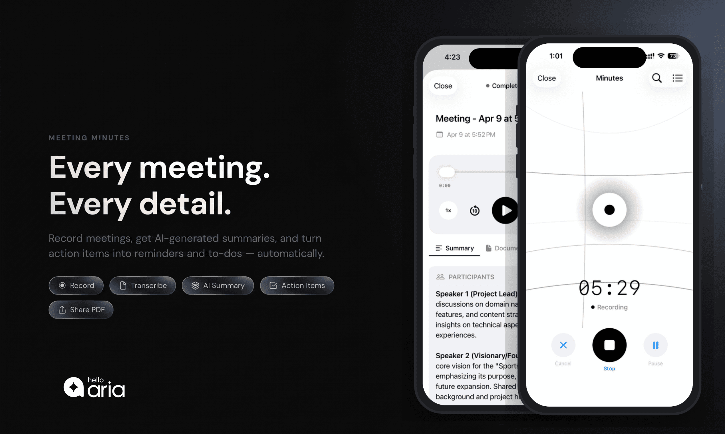 Meeting Minutes — Record, transcribe, AI summary