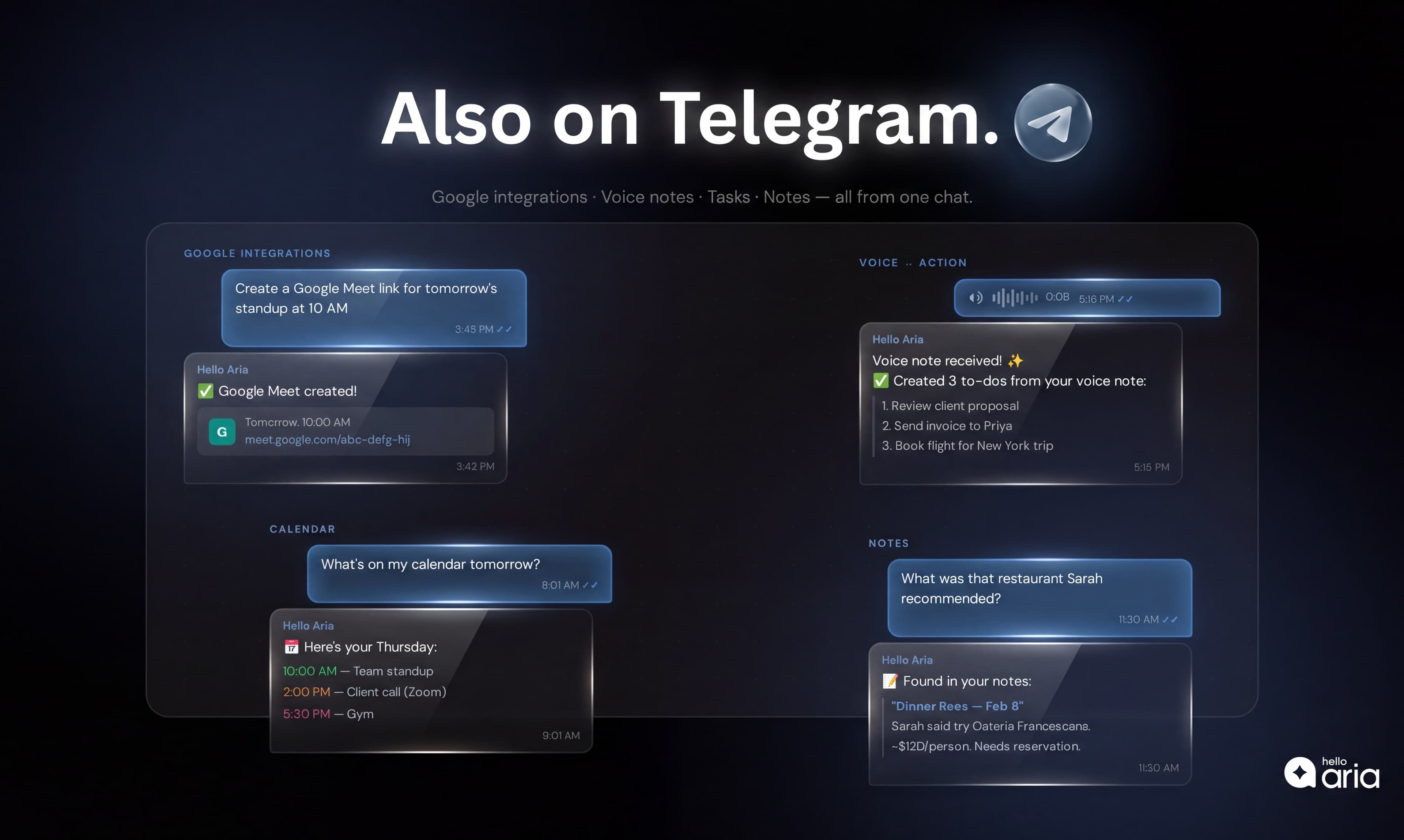 Aria on Telegram
